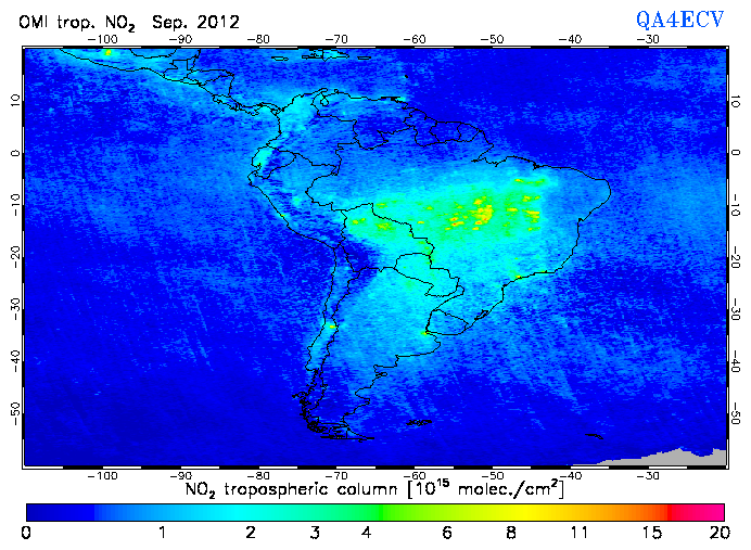 Regional Tropospheric NO2 of September 2012