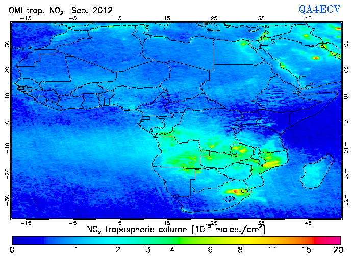 Regional Tropospheric NO2 of September 2012
