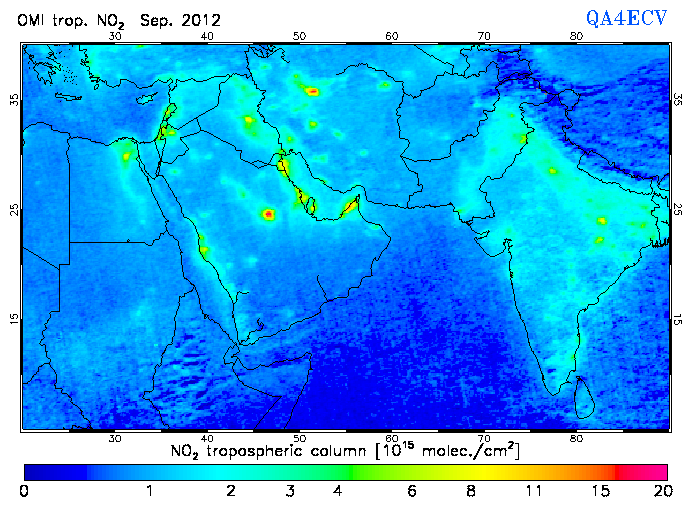 Regional Tropospheric NO2 of September 2012
