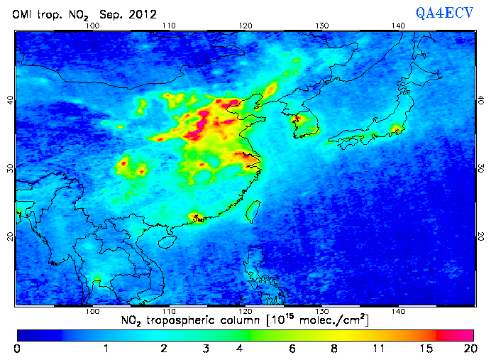 Regional Tropospheric NO2 of September 2012