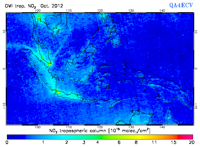 Regional Tropospheric NO2 of October 2012