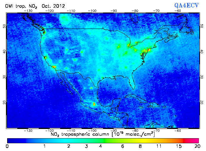 Regional Tropospheric NO2 of October 2012