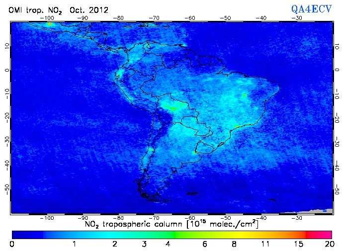 Regional Tropospheric NO2 of October 2012