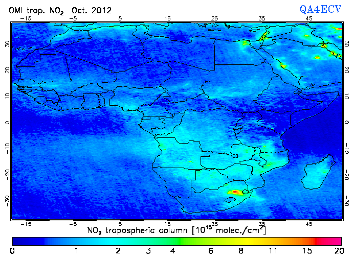 Regional Tropospheric NO2 of October 2012