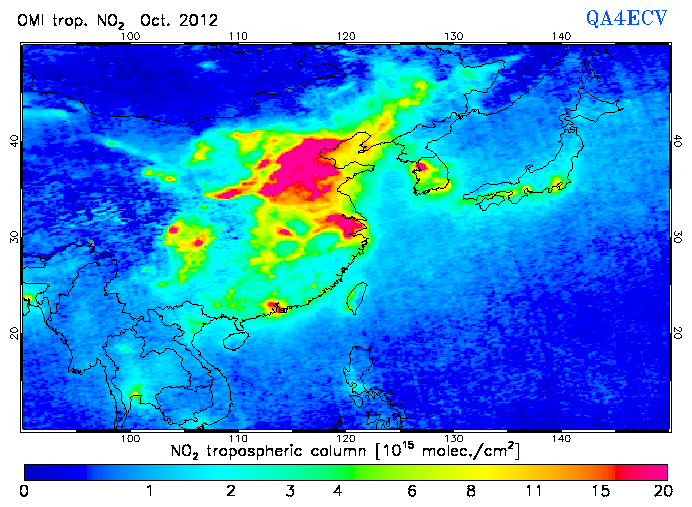 Regional Tropospheric NO2 of October 2012