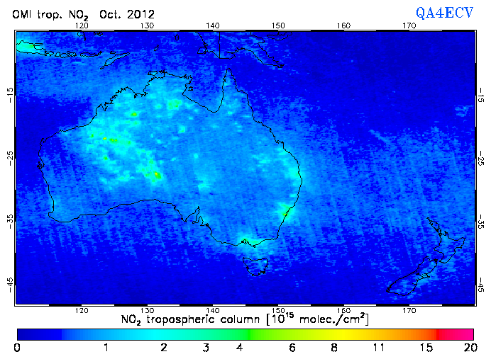 Regional Tropospheric NO2 of October 2012