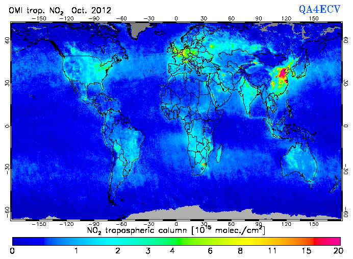 Regional Tropospheric NO2 of October 2012