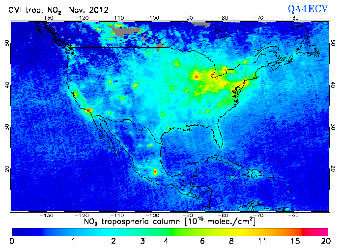Regional Tropospheric NO2 of November 2012