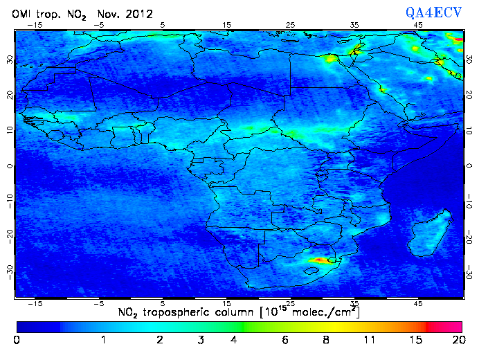 Regional Tropospheric NO2 of November 2012