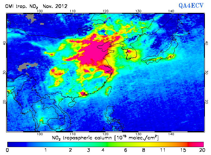 Regional Tropospheric NO2 of November 2012