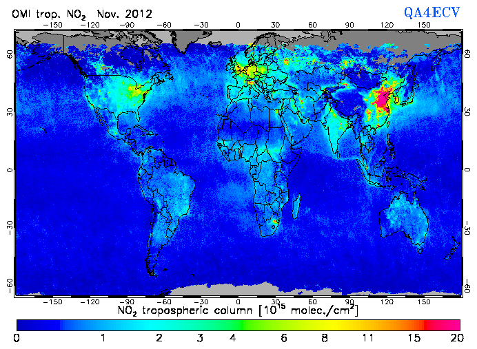 Regional Tropospheric NO2 of November 2012