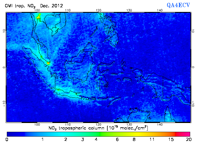 Regional Tropospheric NO2 of December 2012