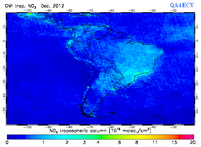 Regional Tropospheric NO2 of December 2012