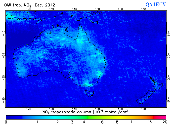 Regional Tropospheric NO2 of December 2012