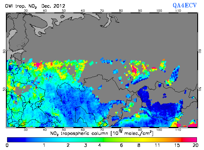 Regional Tropospheric NO2 of December 2012