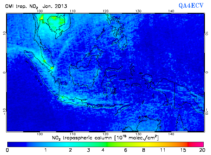 Regional Tropospheric NO2 of January 2013