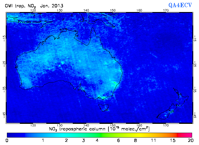 Regional Tropospheric NO2 of January 2013