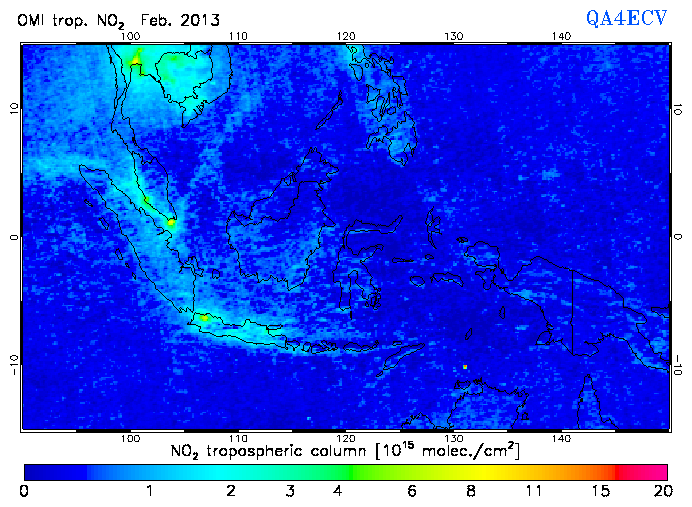 Regional Tropospheric NO2 of February 2013