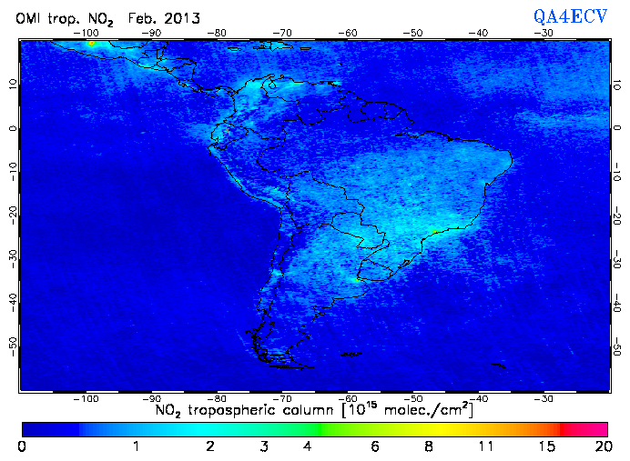 Regional Tropospheric NO2 of February 2013