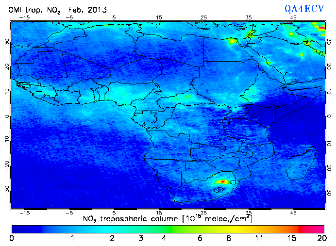 Regional Tropospheric NO2 of February 2013