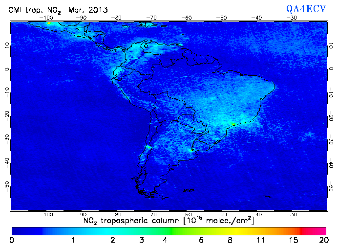 Regional Tropospheric NO2 of March 2013