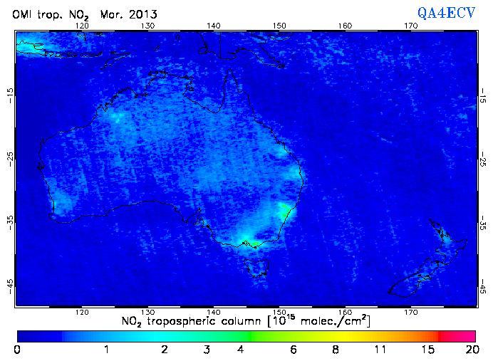 Regional Tropospheric NO2 of March 2013