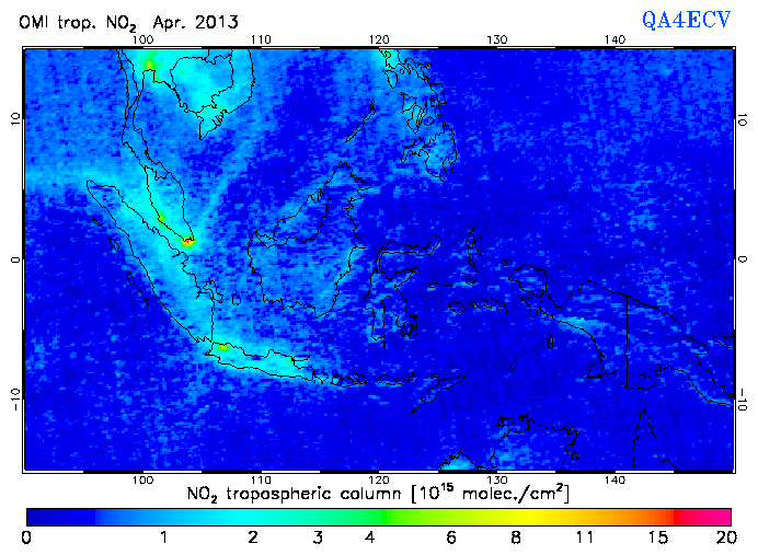 Regional Tropospheric NO2 of April 2013