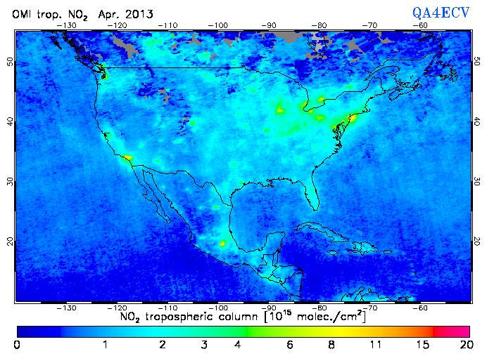 Regional Tropospheric NO2 of April 2013
