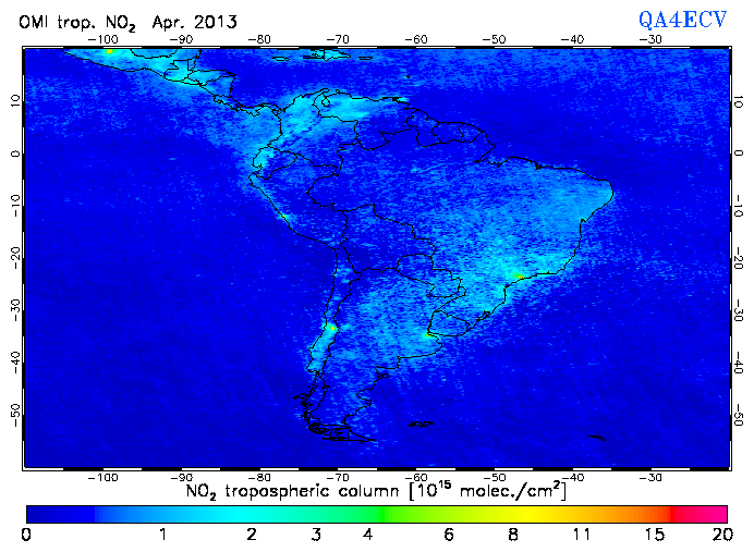 Regional Tropospheric NO2 of April 2013