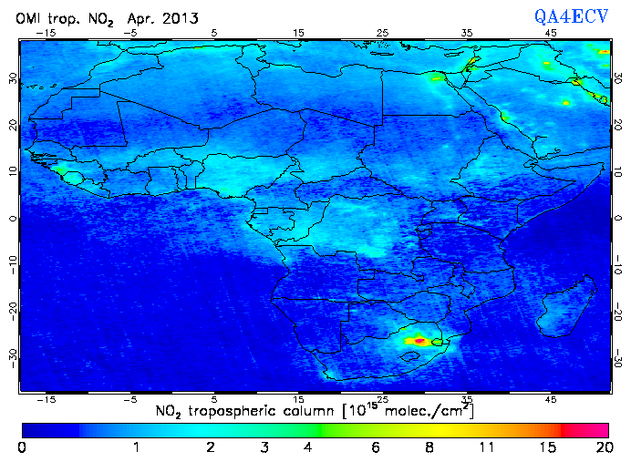 Regional Tropospheric NO2 of April 2013