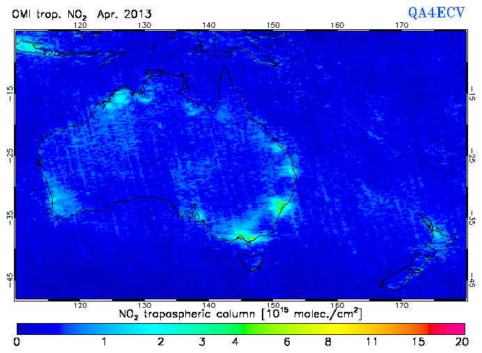 Regional Tropospheric NO2 of April 2013