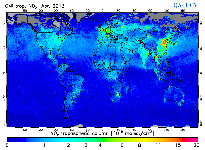 Regional Tropospheric NO2 of April 2013