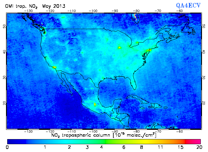 Regional Tropospheric NO2 of May 2013