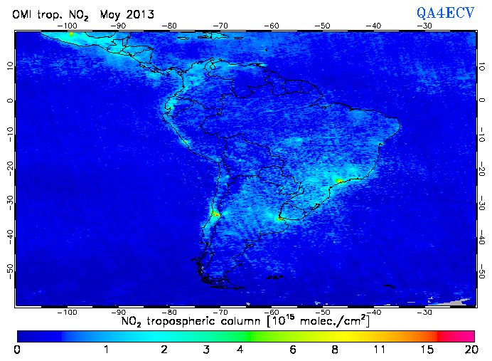 Regional Tropospheric NO2 of May 2013
