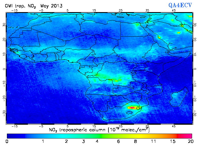 Regional Tropospheric NO2 of May 2013