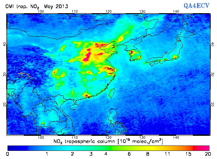Regional Tropospheric NO2 of May 2013