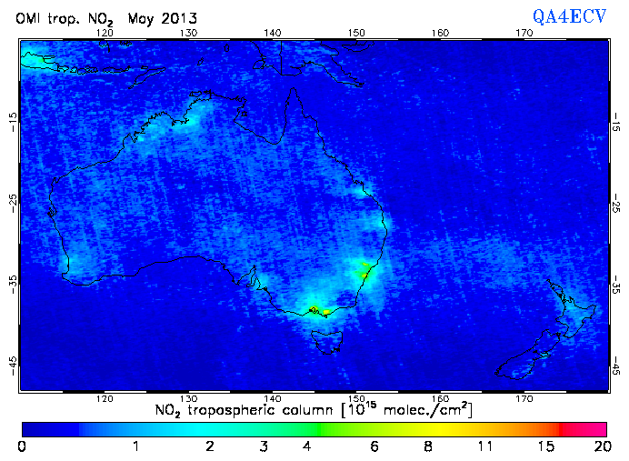 Regional Tropospheric NO2 of May 2013