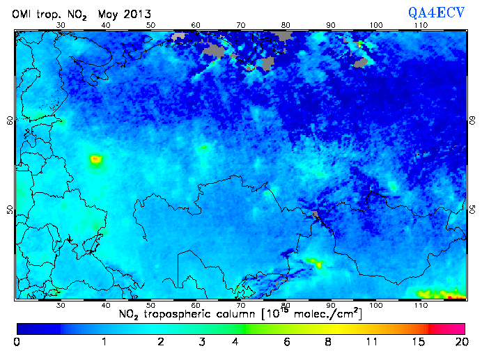 Regional Tropospheric NO2 of May 2013