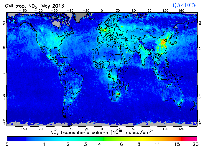 Regional Tropospheric NO2 of May 2013
