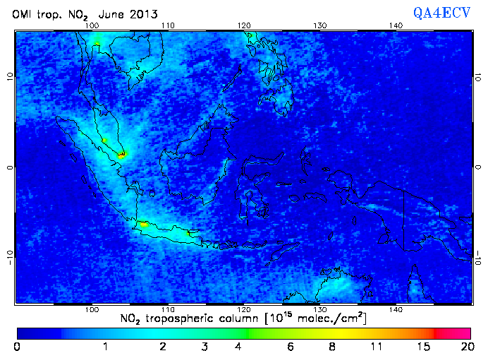 Regional Tropospheric NO2 of June 2013