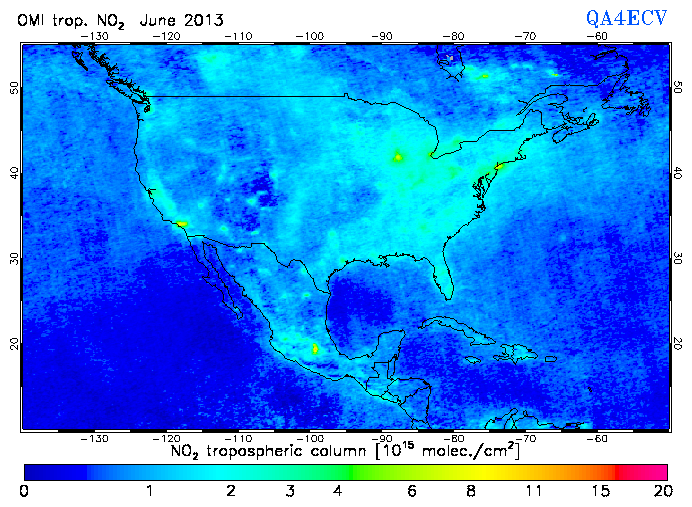 Regional Tropospheric NO2 of June 2013