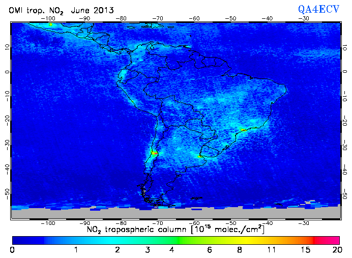 Regional Tropospheric NO2 of June 2013