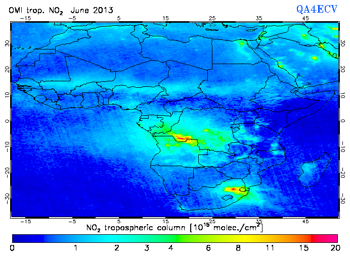 Regional Tropospheric NO2 of June 2013