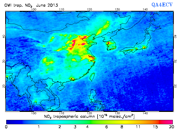 Regional Tropospheric NO2 of June 2013