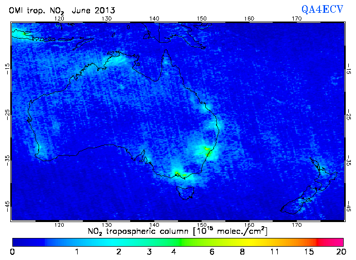Regional Tropospheric NO2 of June 2013