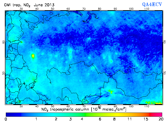 Regional Tropospheric NO2 of June 2013