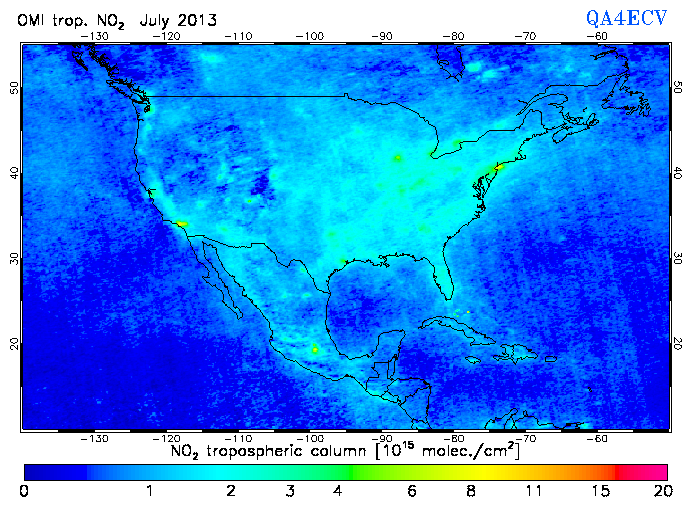 Regional Tropospheric NO2 of July 2013