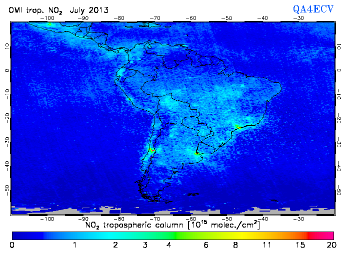 Regional Tropospheric NO2 of July 2013