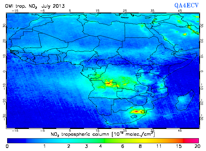 Regional Tropospheric NO2 of July 2013