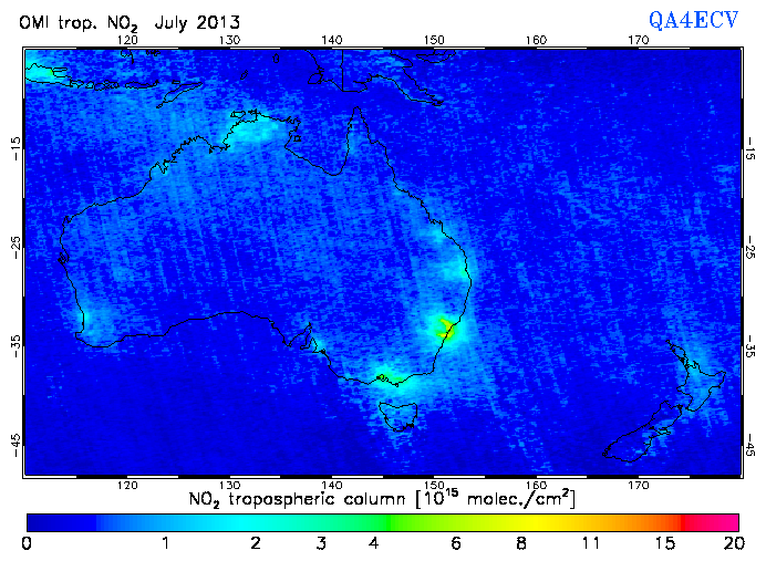 Regional Tropospheric NO2 of July 2013